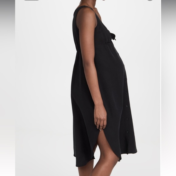 NWT Hatch The Nadia Keyhole Maternity Dress in Black Lyocell & Linen Blend - Picture 3 of 6